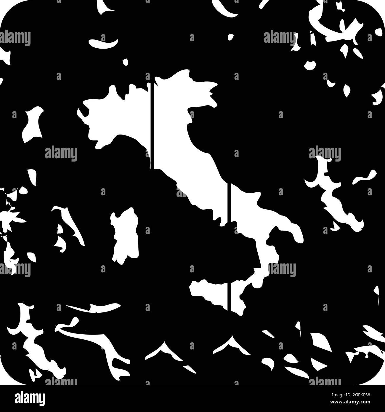 Italien Kartensymbol, Grunge-Stil Stock Vektor