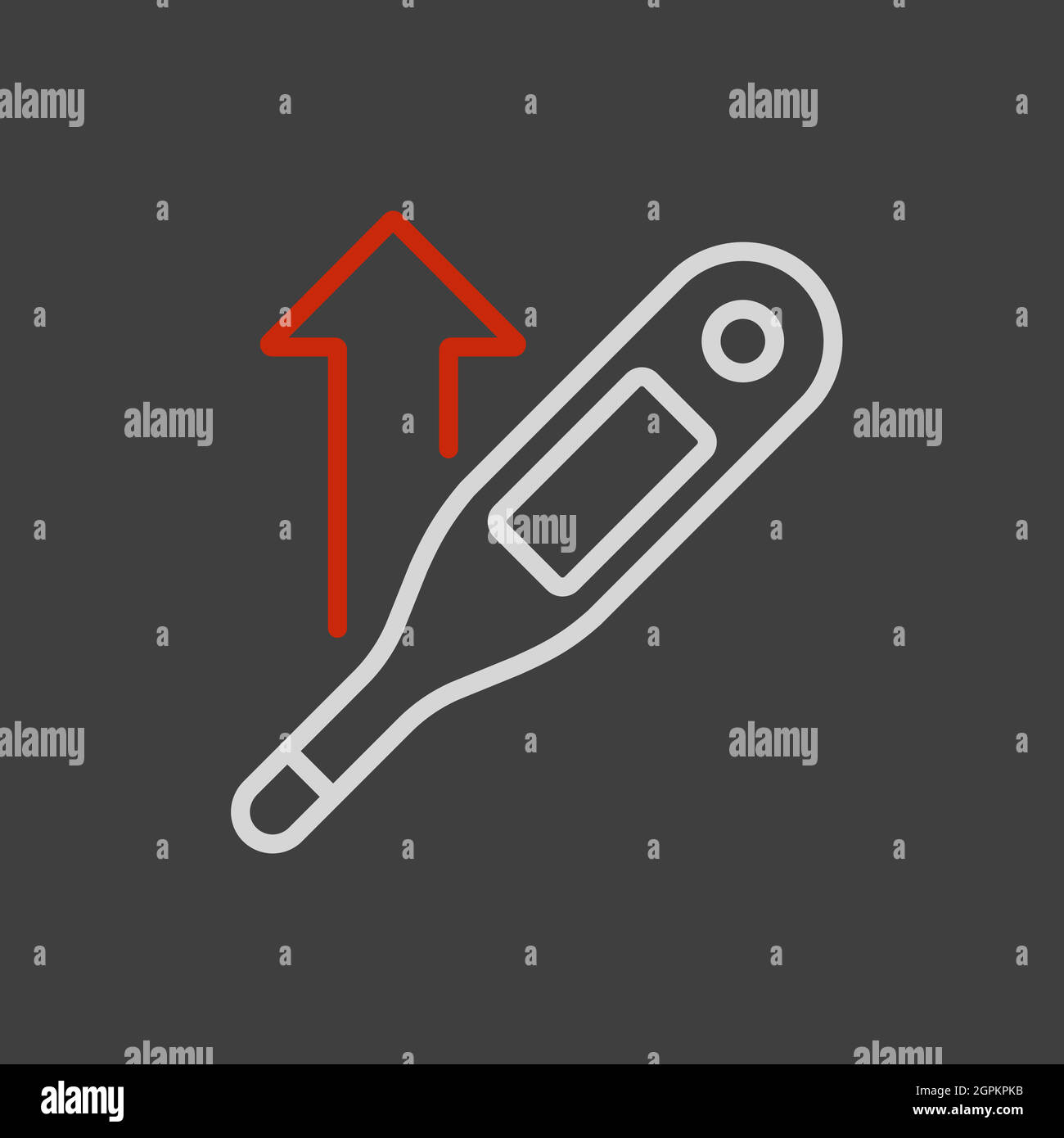 Erhöhte Temperatur mit Thermometer-Vektor-Flat-Symbol Stock Vektor