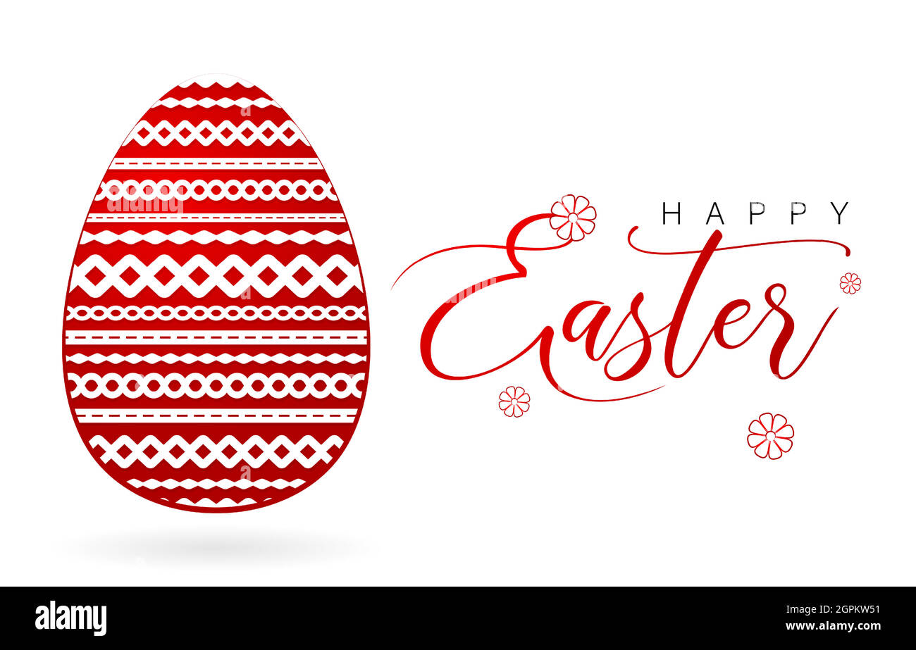 Happy Easter rotes Osterei, Osterei mit Papierschnitt. Isolierte weiße Hintergründe, anwendbar für Grußkarten und Banner Social Media Stock Vektor