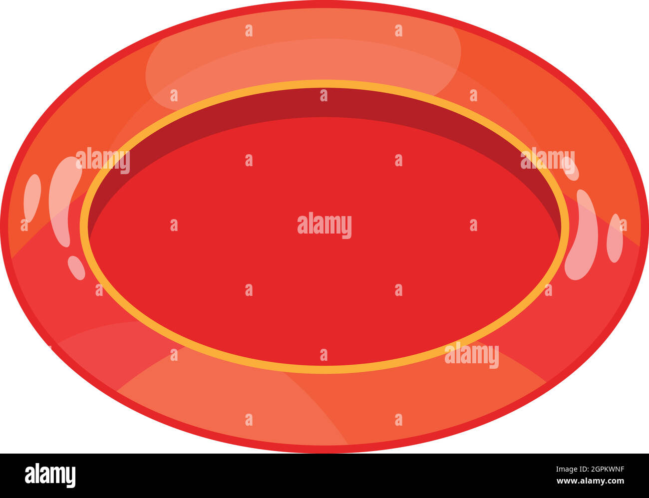 Ovale rote Taste Symbol, Cartoon Stil Stock Vektor