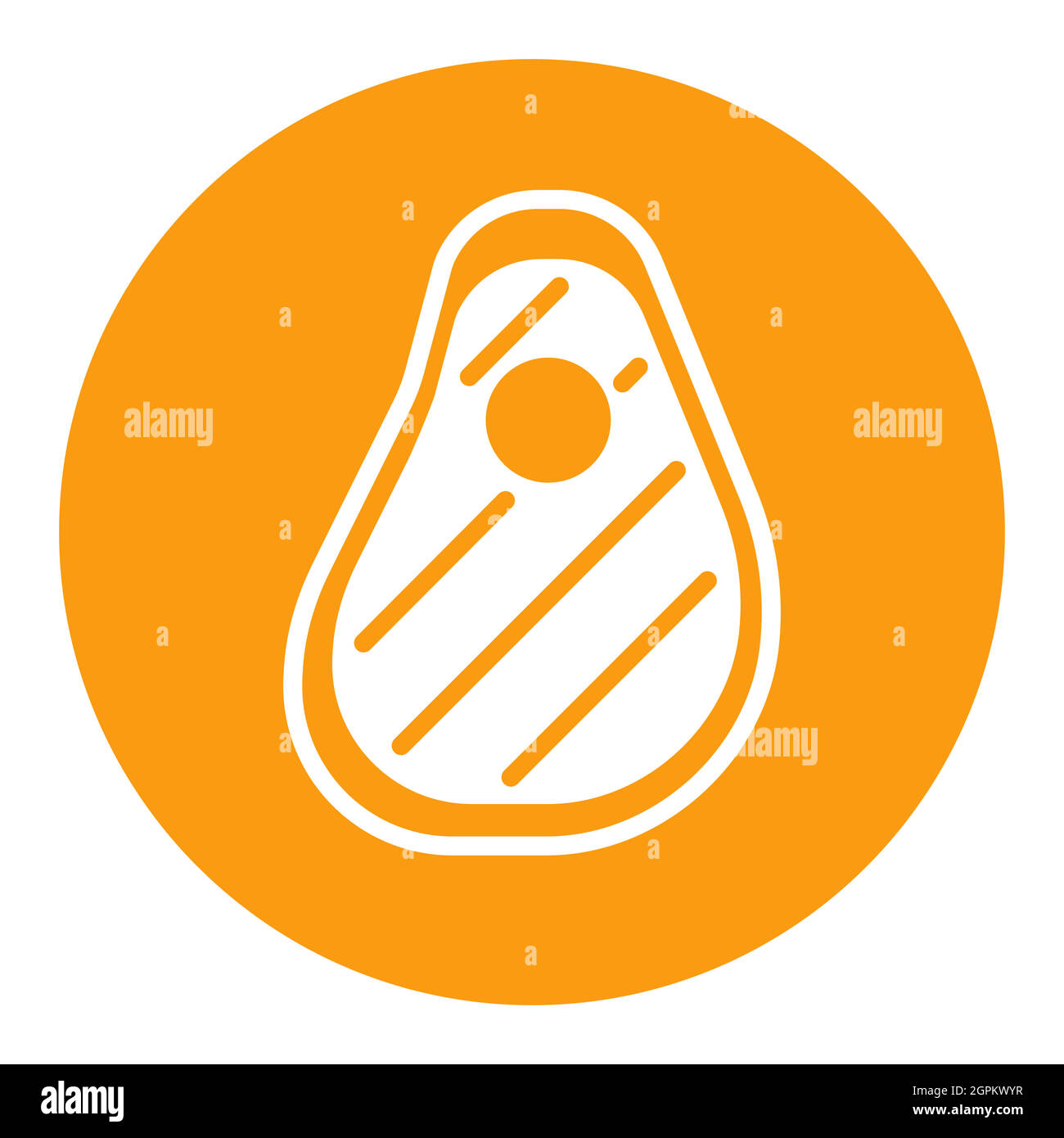 Symbol für weiße Glyphe mit Steak-Vektor. Grill und grill Schild Stock Vektor