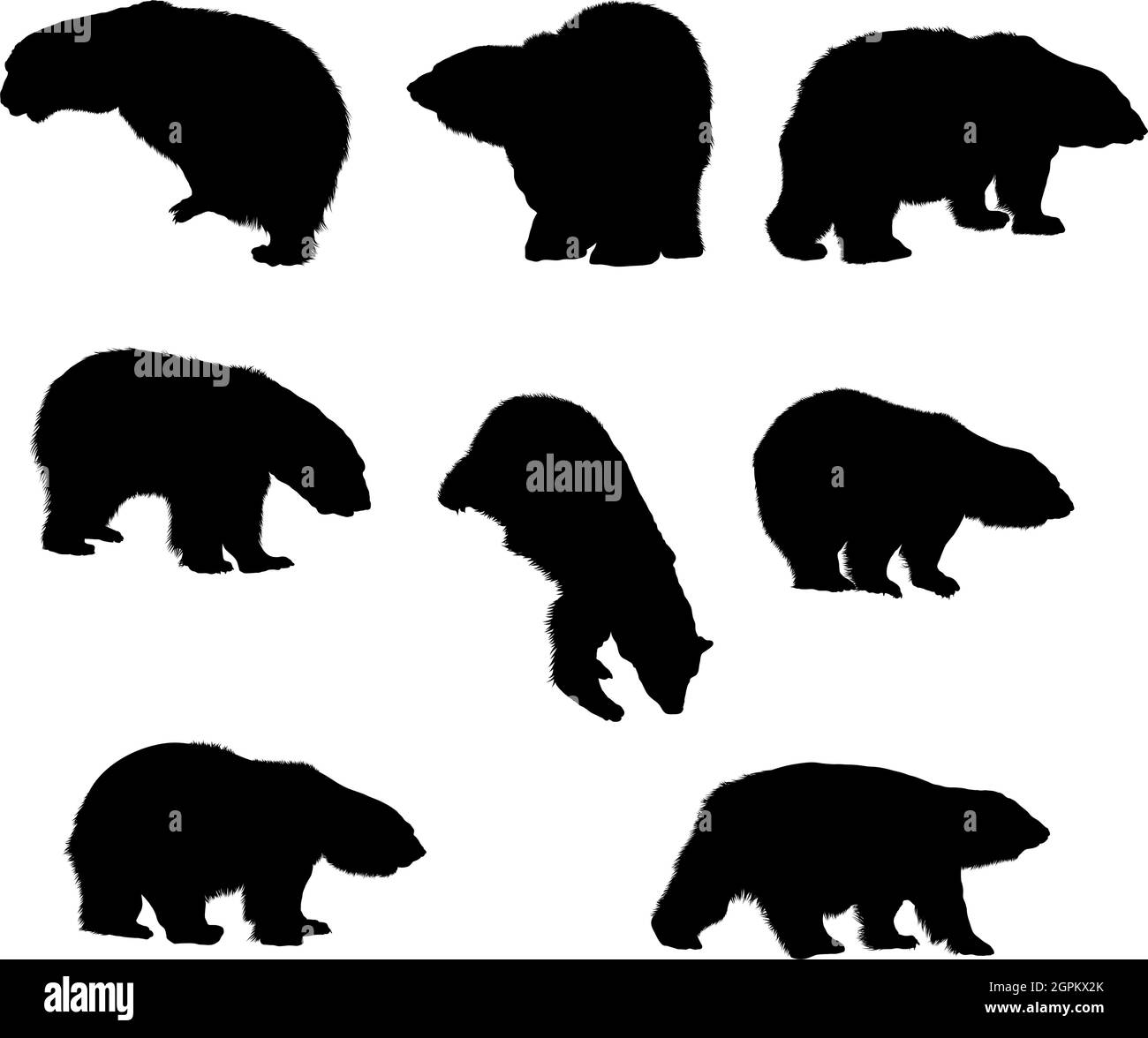 Bear Silhouette Set Stock Vektor
