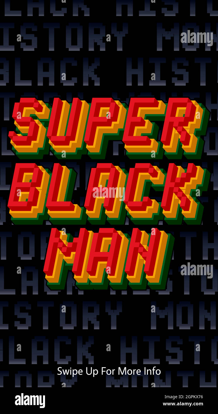 Super Black Man. Schwarzes „History Month“-Banner für soziale Medien. Stock Vektor