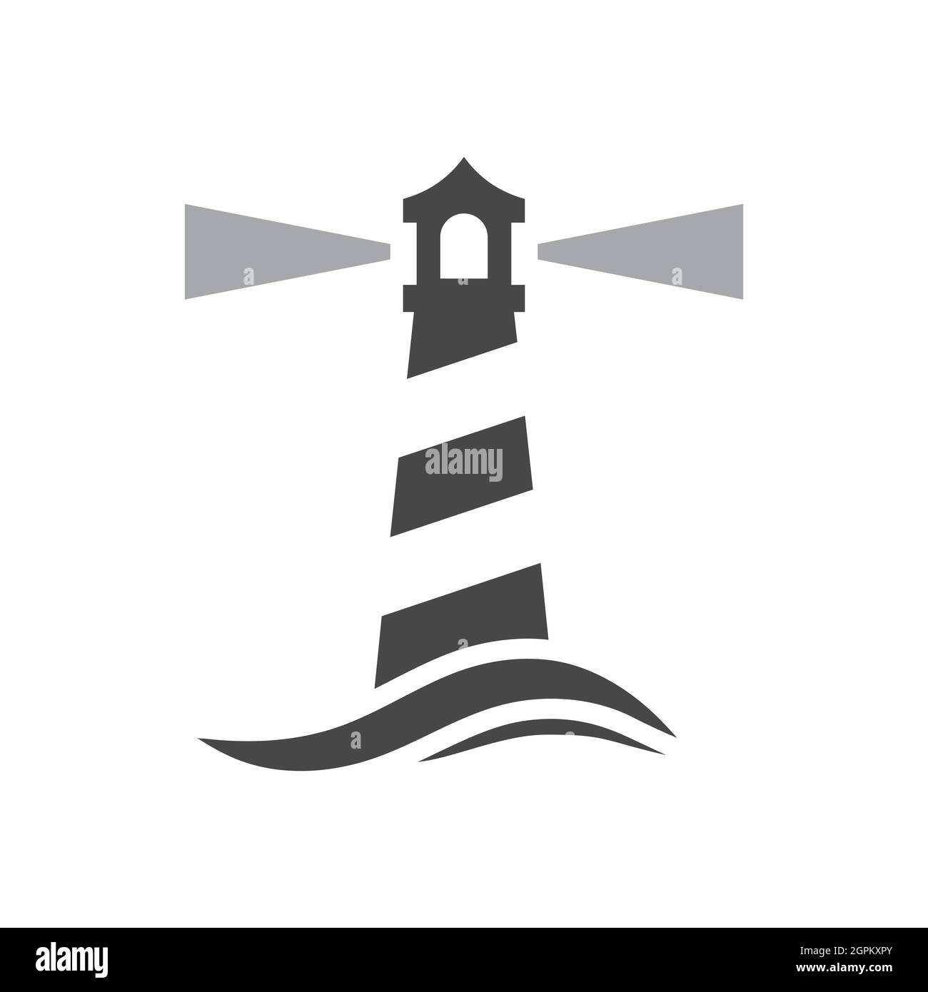 Leuchtturm mit Meereswellen-Symbol mit schwarzem Vektor Stock Vektor