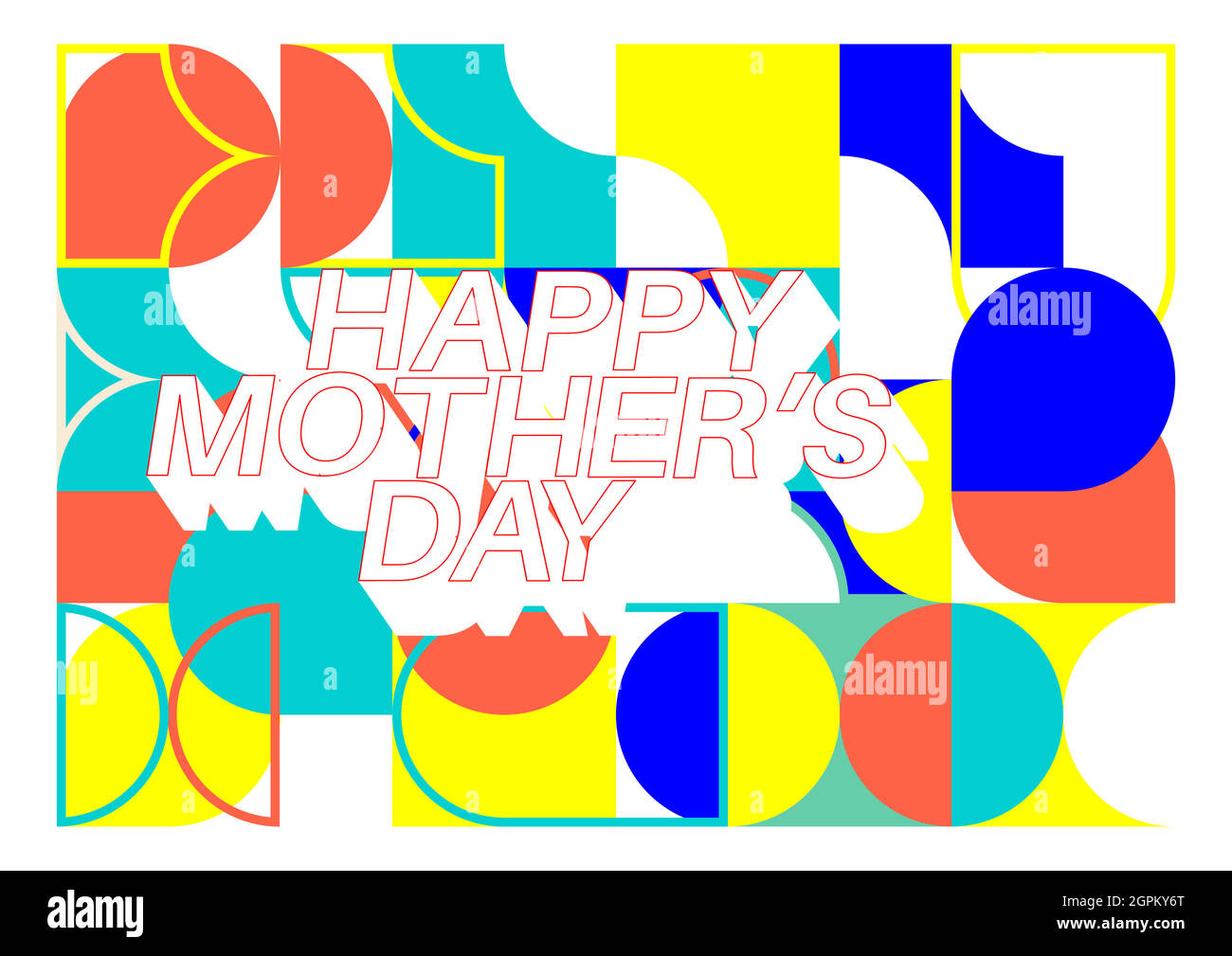 Happy Mother's Day Text auf Retro geometrische Grafik Hintergrund. Stock Vektor