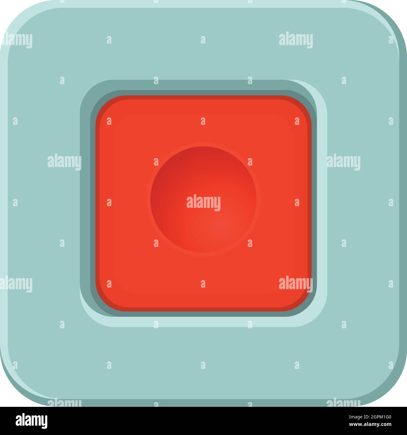 Rotes Quadrat Schaltflächensymbol, Cartoon-Stil Stock Vektor