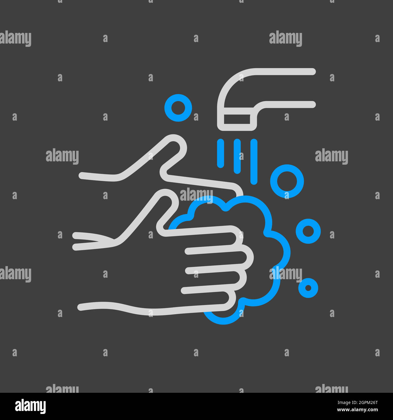 Waschen von Händen mit Seife, um Viren zu verhindern Symbol Stock Vektor