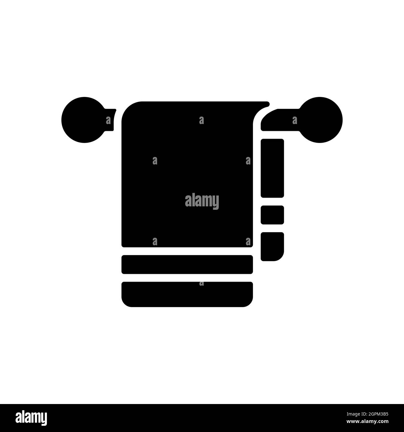 Handtuch in Haken Vektor Glyphe Symbol. Hotelschild Stock Vektor