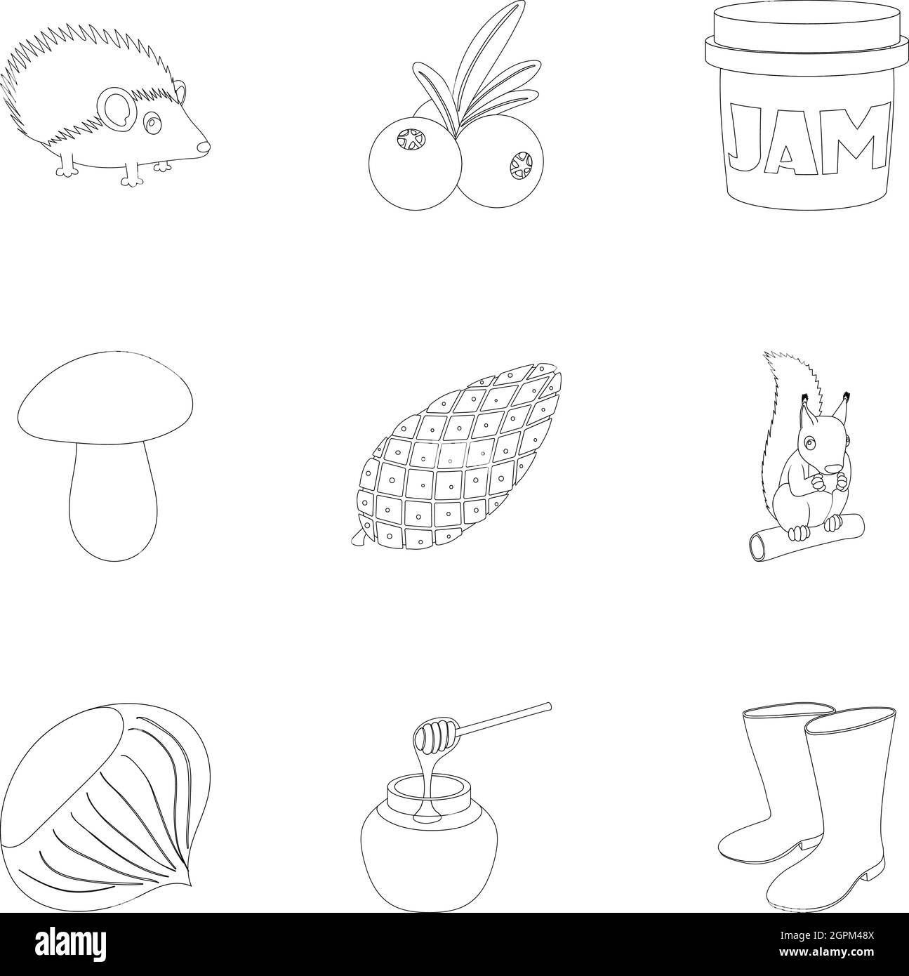 Herbstliches Wetter Icons Set, Umriss-Stil Stock Vektor