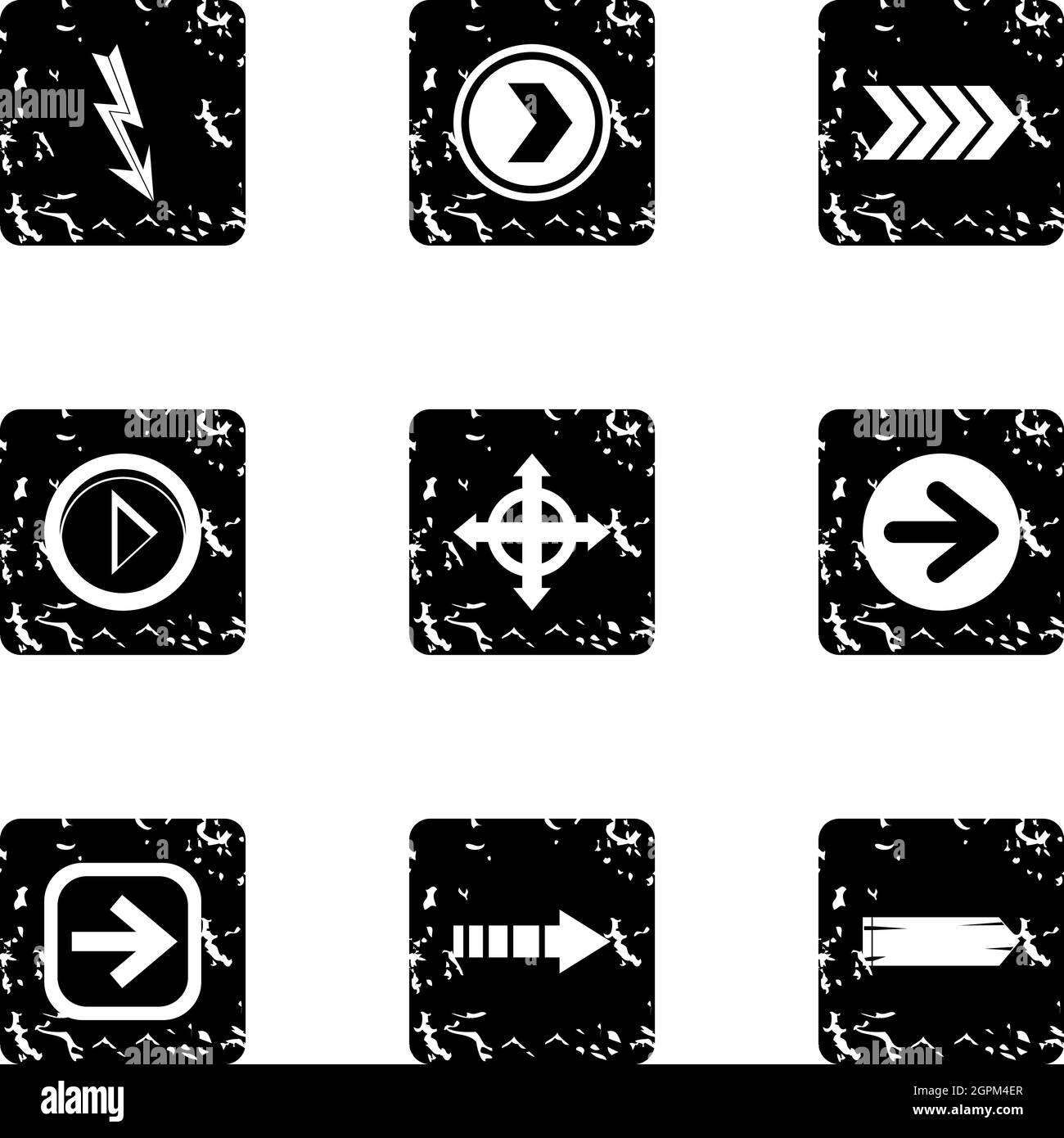 Art der Pfeilsymbole gesetzt, Grunge-Stil Stock Vektor