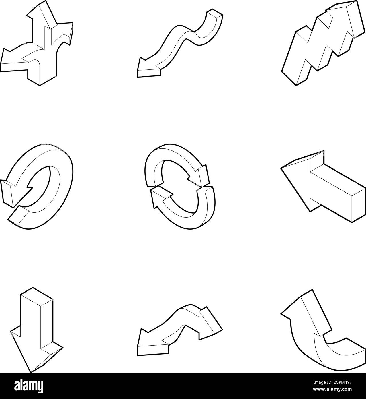 Pfeil-Symbole-Set, Umriss-Stil Stock Vektor