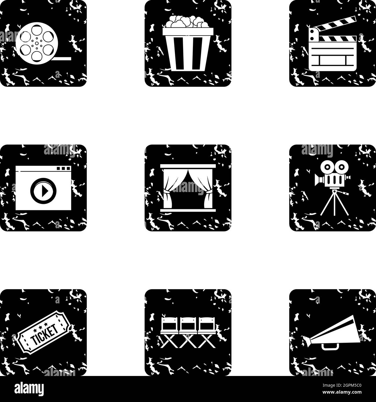Filmsymbole eingestellt, Grunge-Stil Stock Vektor