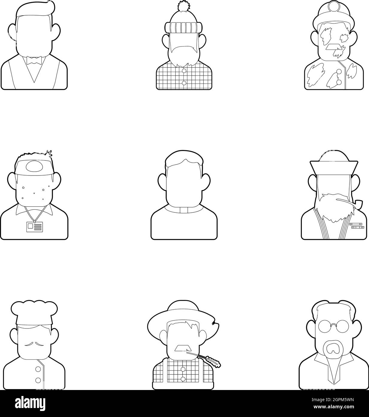 Beruf Icons Set, Umriss-Stil Stock Vektor