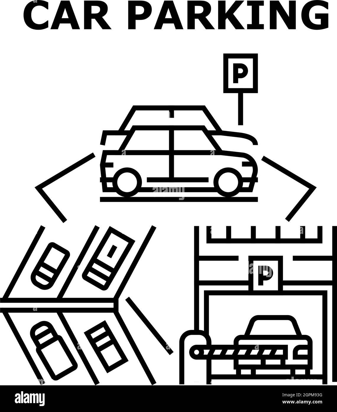 Car Parking Garage Concept Color Illustration Stock Vektor