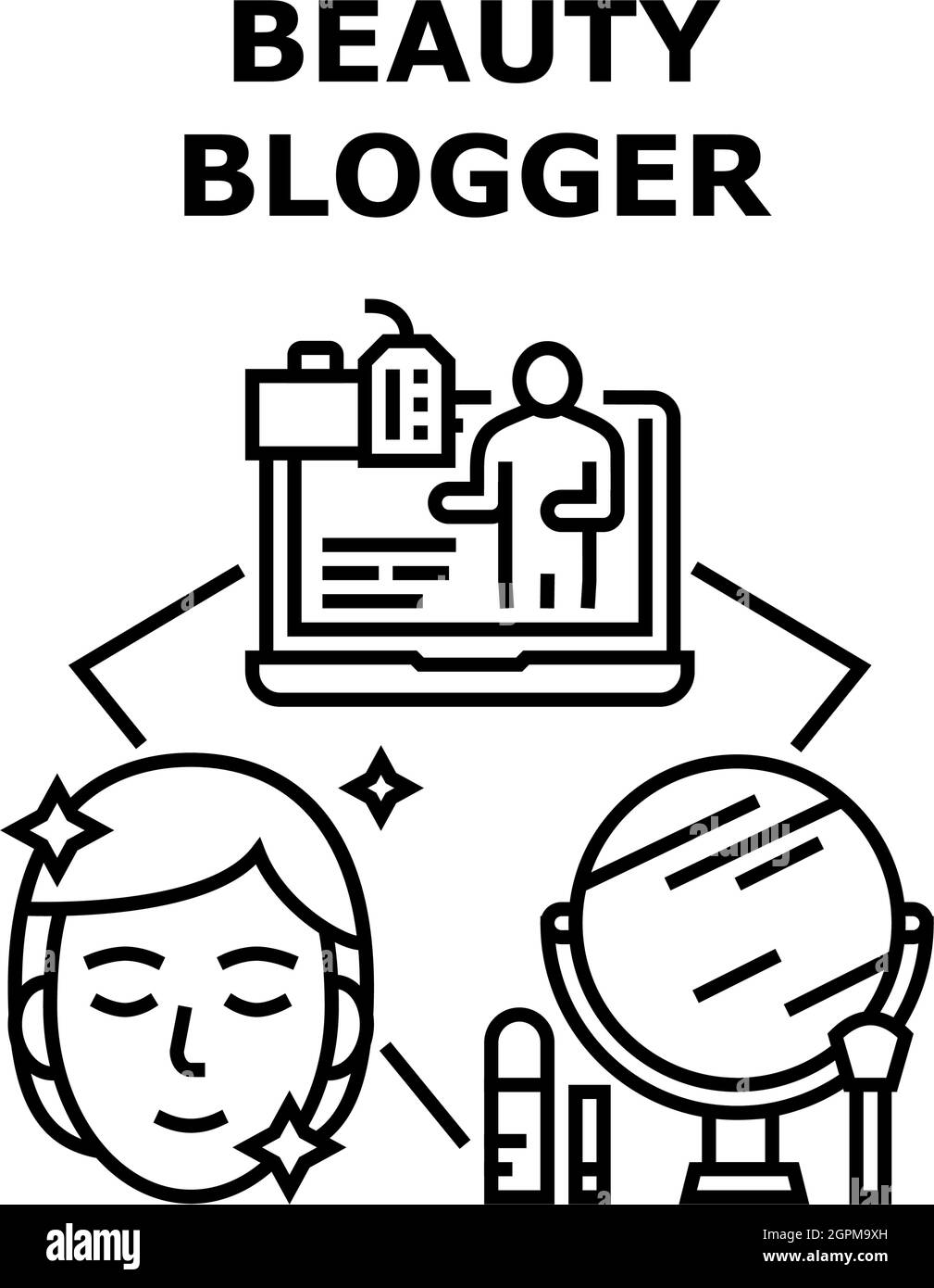 Beauty Blogger Vektor Konzept Farbe Illustration Stock Vektor
