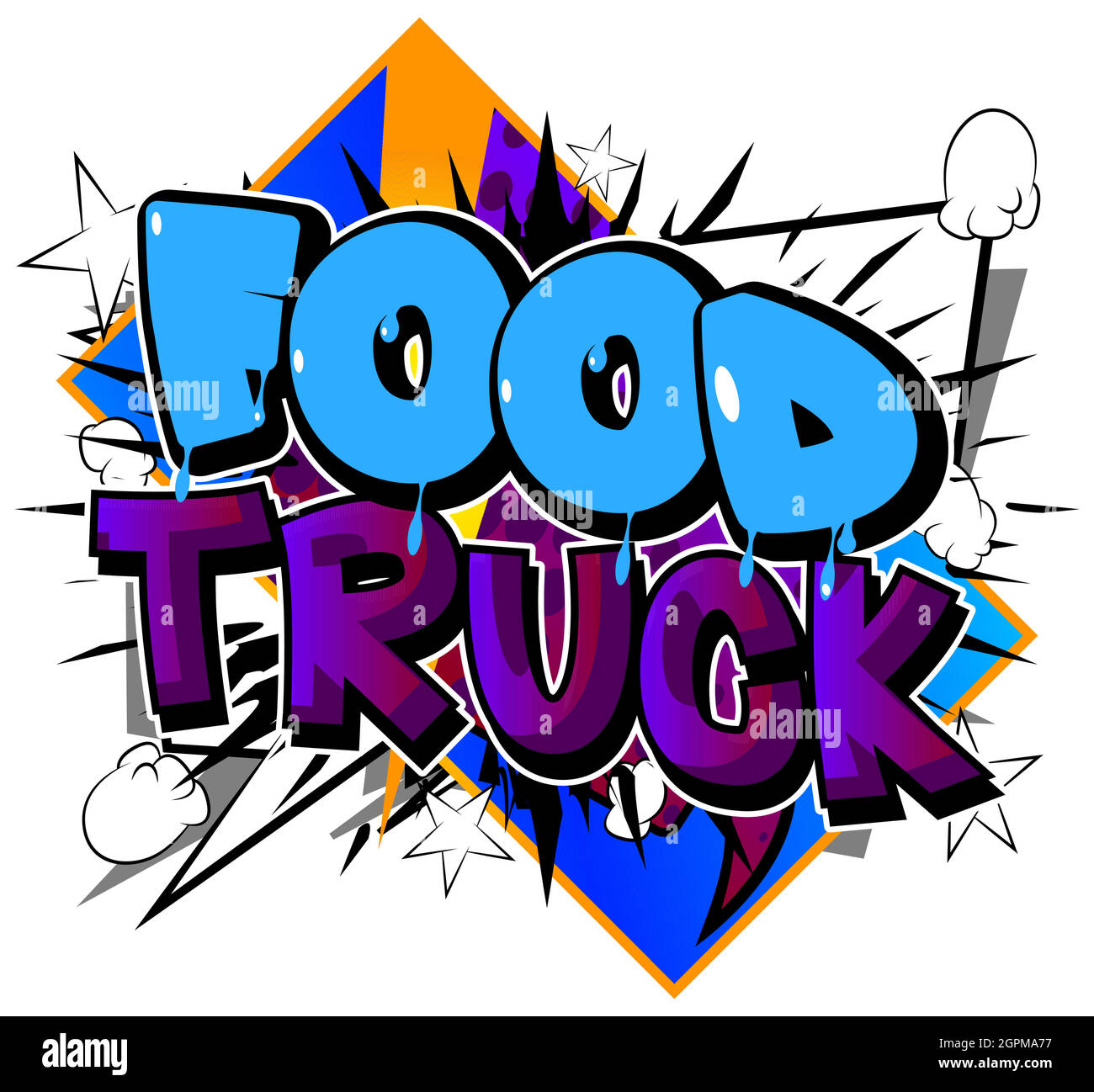 Food Truck – Text im Comic-Stil. Stock Vektor