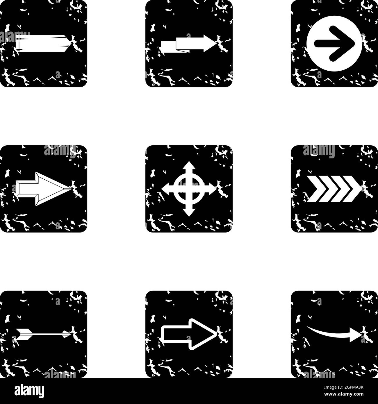 Zeigersymbole gesetzt, Grunge-Stil Stock Vektor