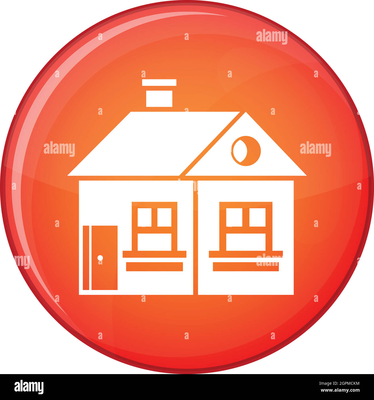 Große einstöckige Haus-Symbol, flachen Stil Stock Vektor