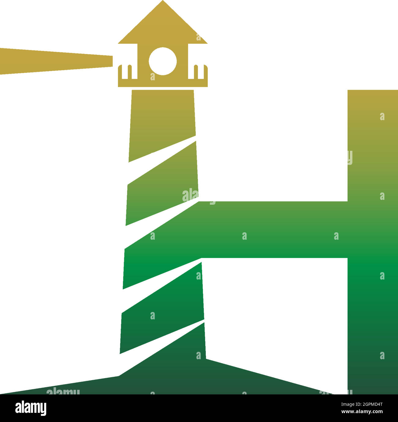 Buchstabe H mit Leuchtturmsymbol-Logo-Designvorlage Stock Vektor