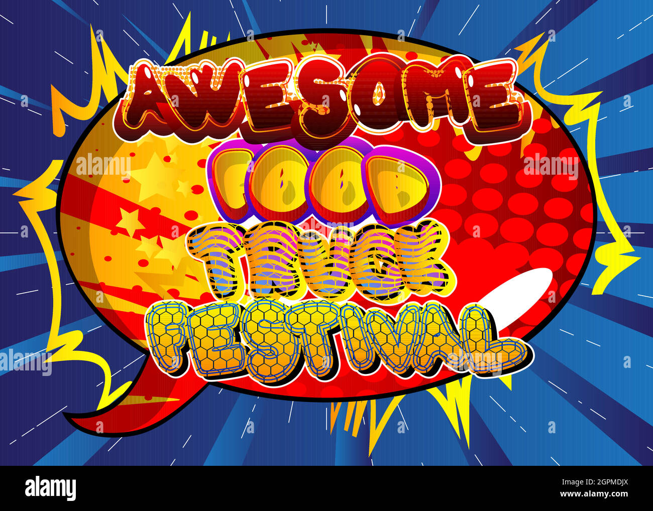 Awesome Food Truck Festival - Comic-Stil Text. Stock Vektor