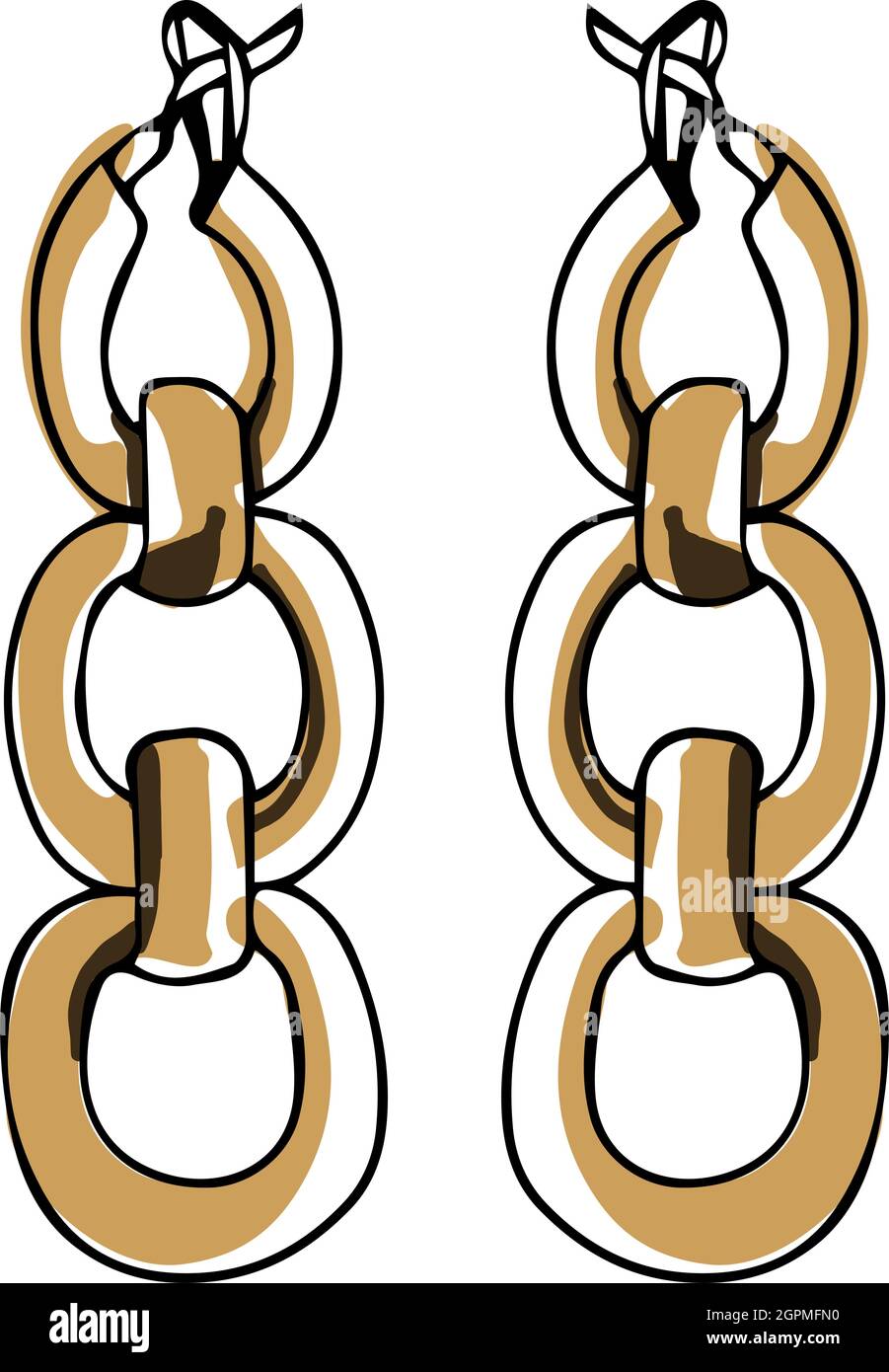 Kettenohrringe, modische Accessoires für Mädchen Stock Vektor