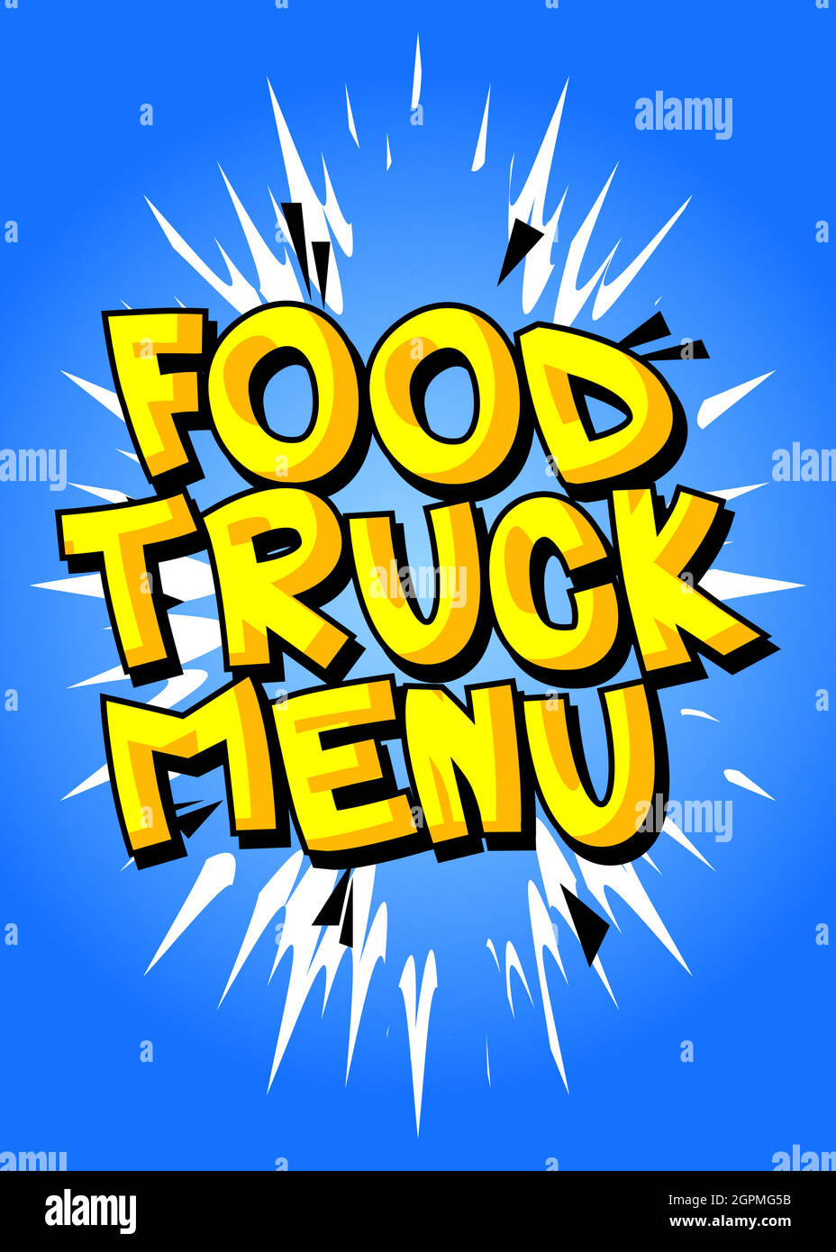 Food Truck Menu – Text im Comic-Stil. Stock Vektor