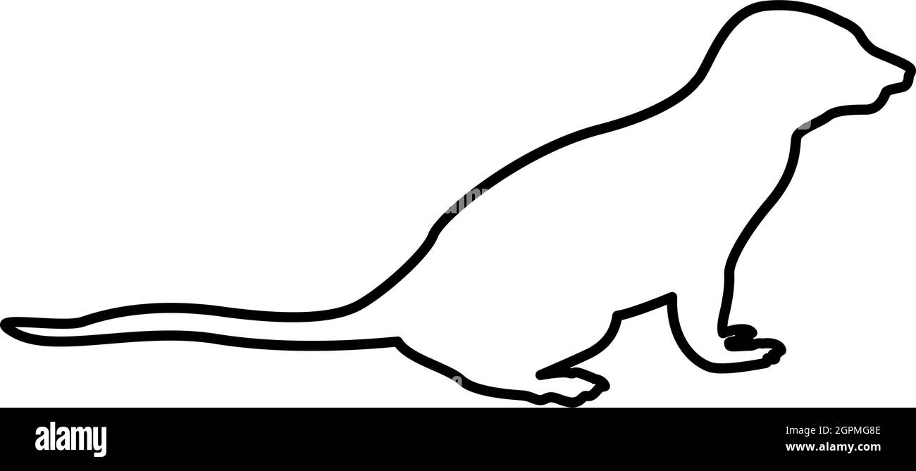 Erdmännchen in Pose Suricata suricatta Kontur Umriss schwarze Farbe Vektor Illustration flachen Stil Bild Stock Vektor
