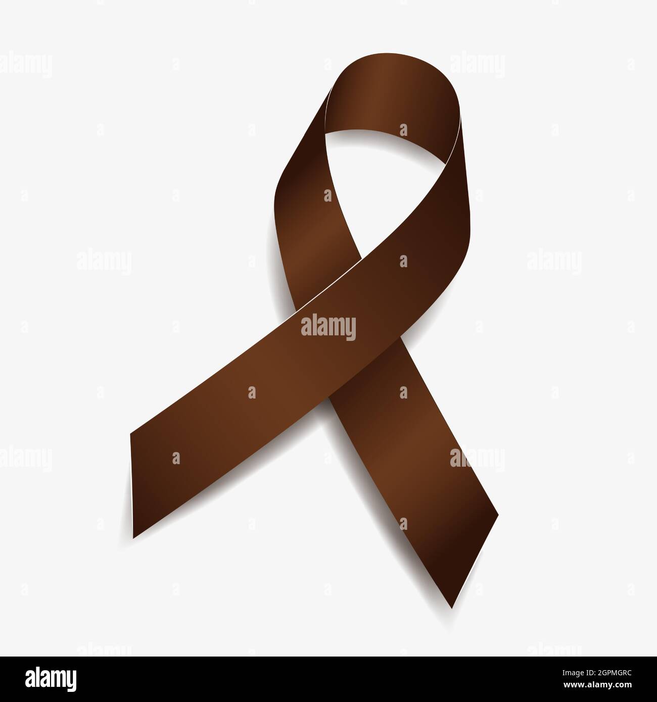 Brown Ribbon Awareness Anti-Tabak, Darmkrebs, großer amerikanischer Rauch, Raucherentwöhnung. Isoliert auf weißem Hintergrund. Vektorgrafik. Stock Vektor