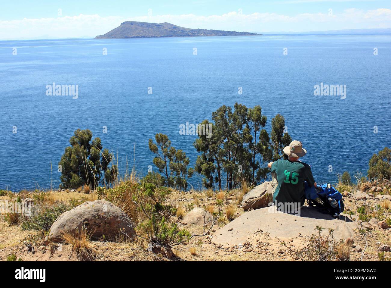 Ruhe auf der Insel Taquile, Titicacasee, Peru Stockfoto