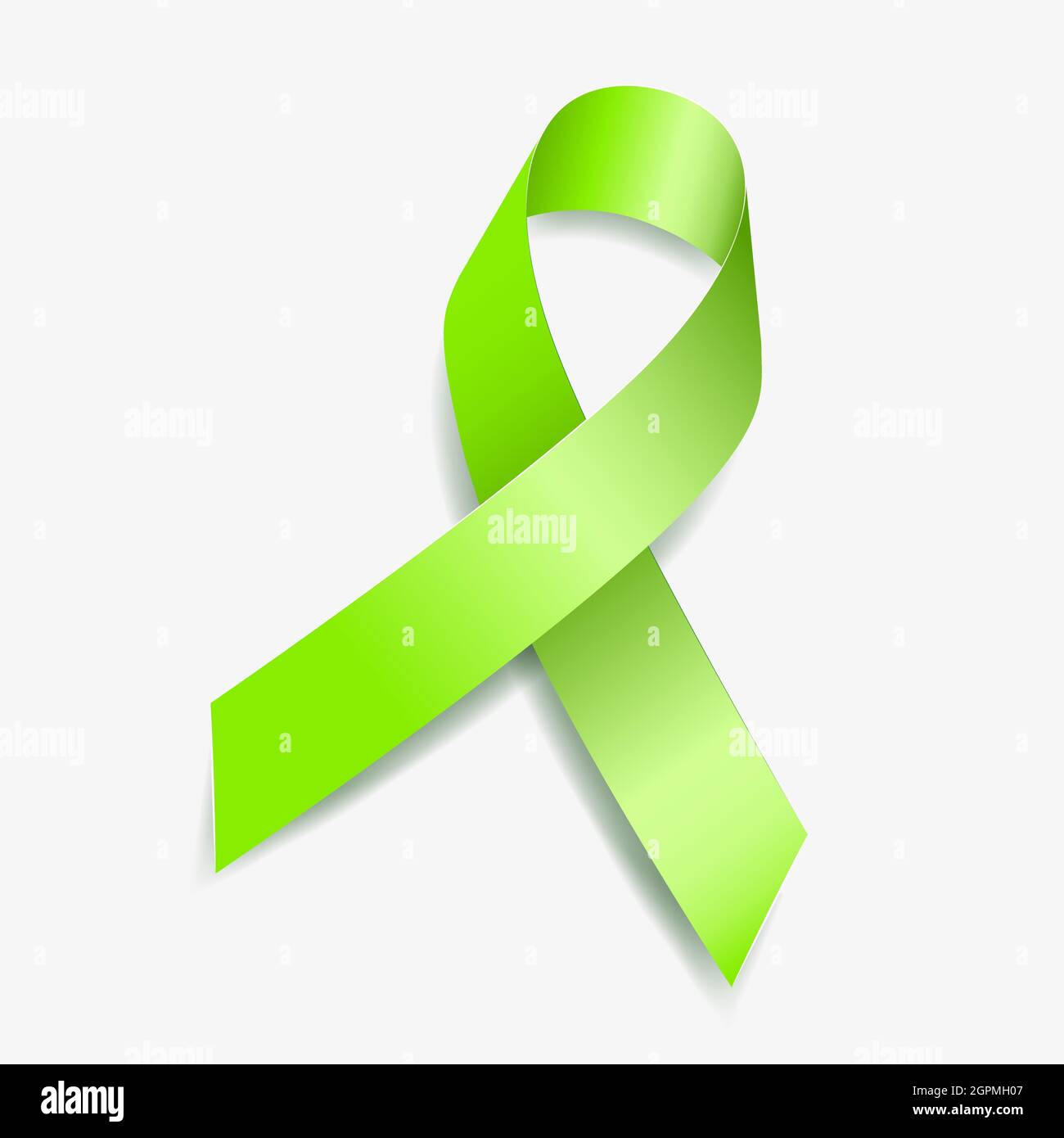 Lime Green Band Bewusstsein Achalasia, Depression, Lymphom, psychische Gesundheit, Lyme-Borreliose. Isoliert auf weißem Hintergrund. Vektorgrafik. Stock Vektor