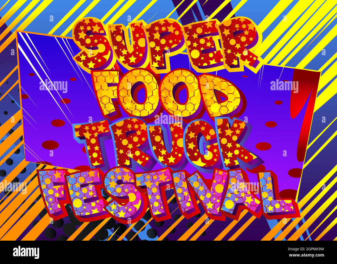 Super Food Truck Festival - Comic-Stil Text. Stock Vektor