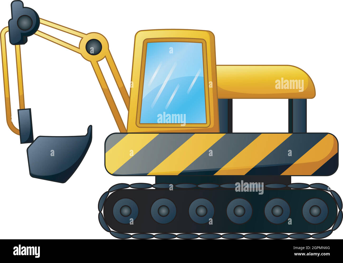 Gelber Bagger isoliert auf weißem Hintergrund Stock Vektor