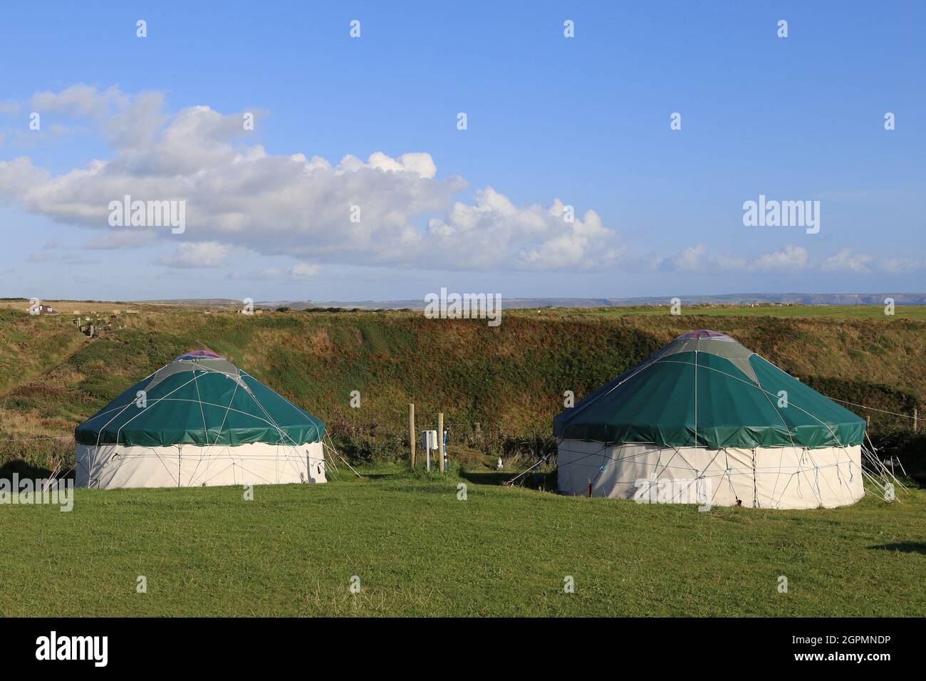 Caerfai Farm Campsite, Caerfai Bay, St Davids, Pembrokeshire, Wales, Großbritannien, Großbritannien, Europa Stockfoto