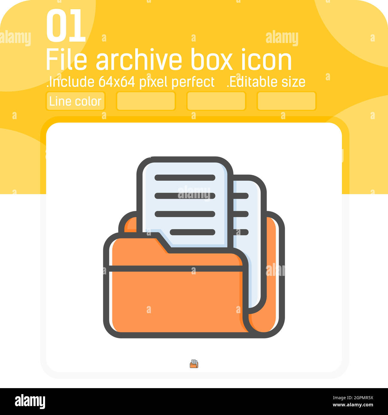 Dateiarchiv-Box-Symbol mit ausgefülltem Zeilenstil auf weißem Hintergrund isoliert. Vektor-Illustration Linie Farbe Stil Element dünne Zeichen Symbol Symbol für ui, ux, Web-Design, Logo, mobile Apps und alle Projekt Stock Vektor