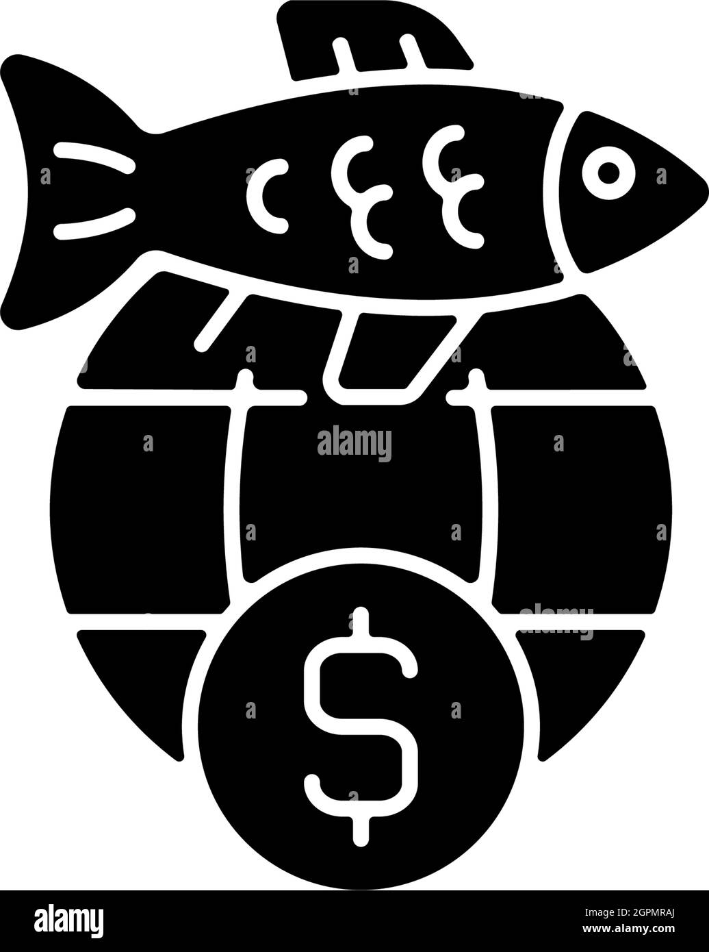 Internationaler Fischereihandel erlaubt schwarzes Glyphen-Symbol Stock Vektor