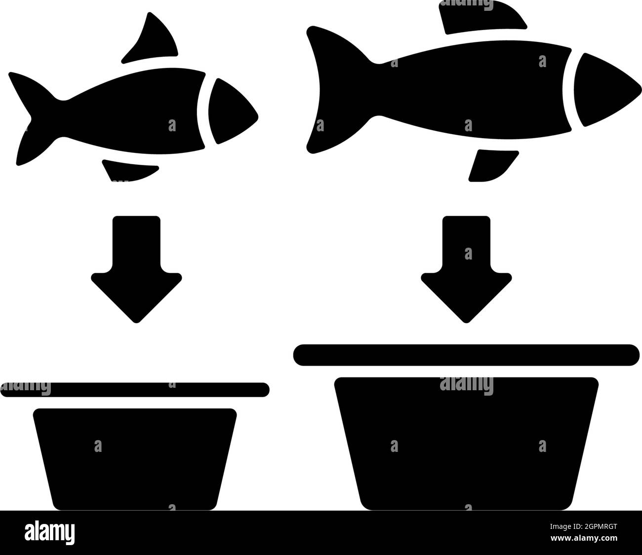 Symbol für die Sortierung von Fischen mit schwarzer Glyphe Stock Vektor