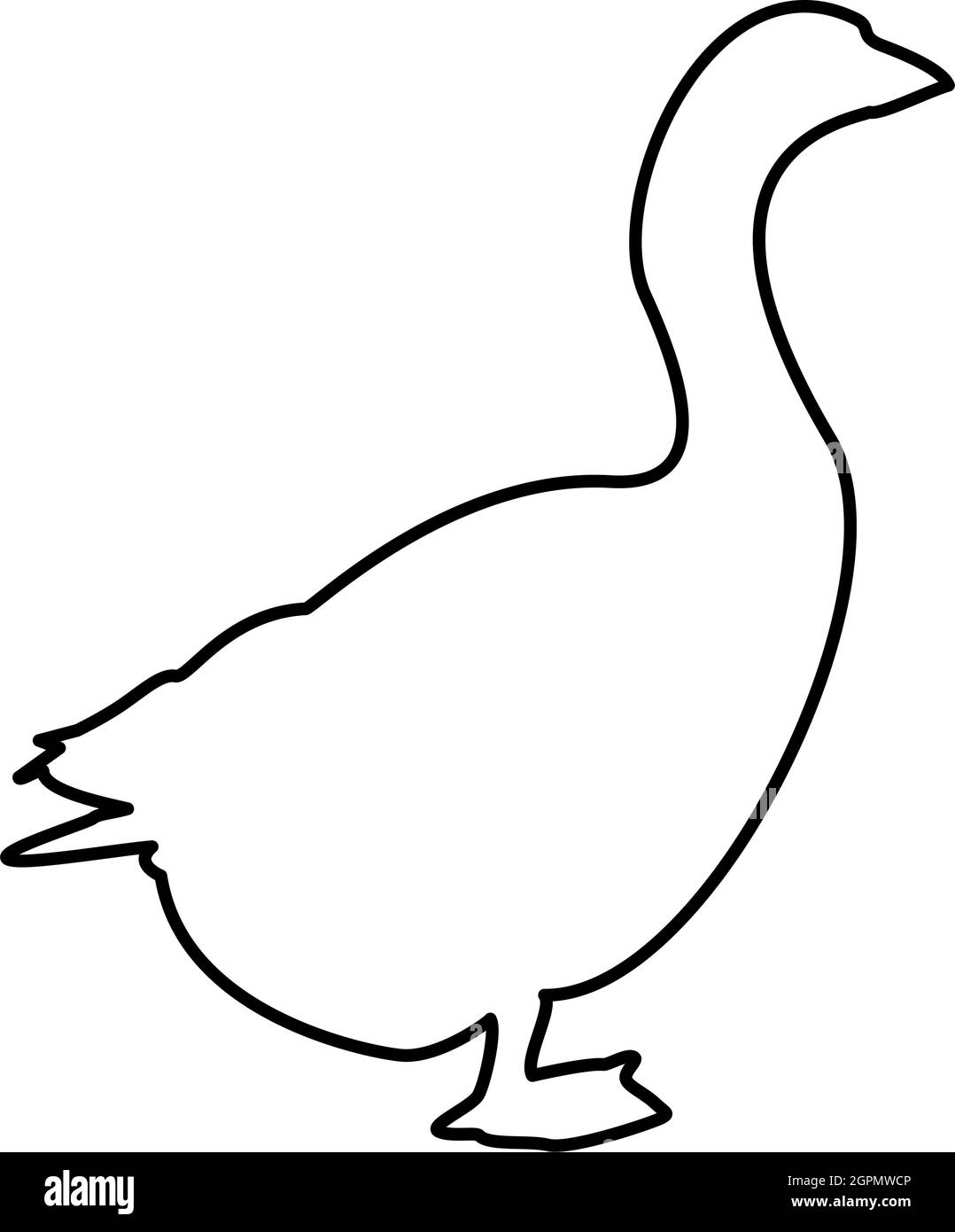 Goose Gosling Gänse Anser Gander Kontur Umriss schwarz Farbe Vektor Illustration flach Stil Bild Stock Vektor