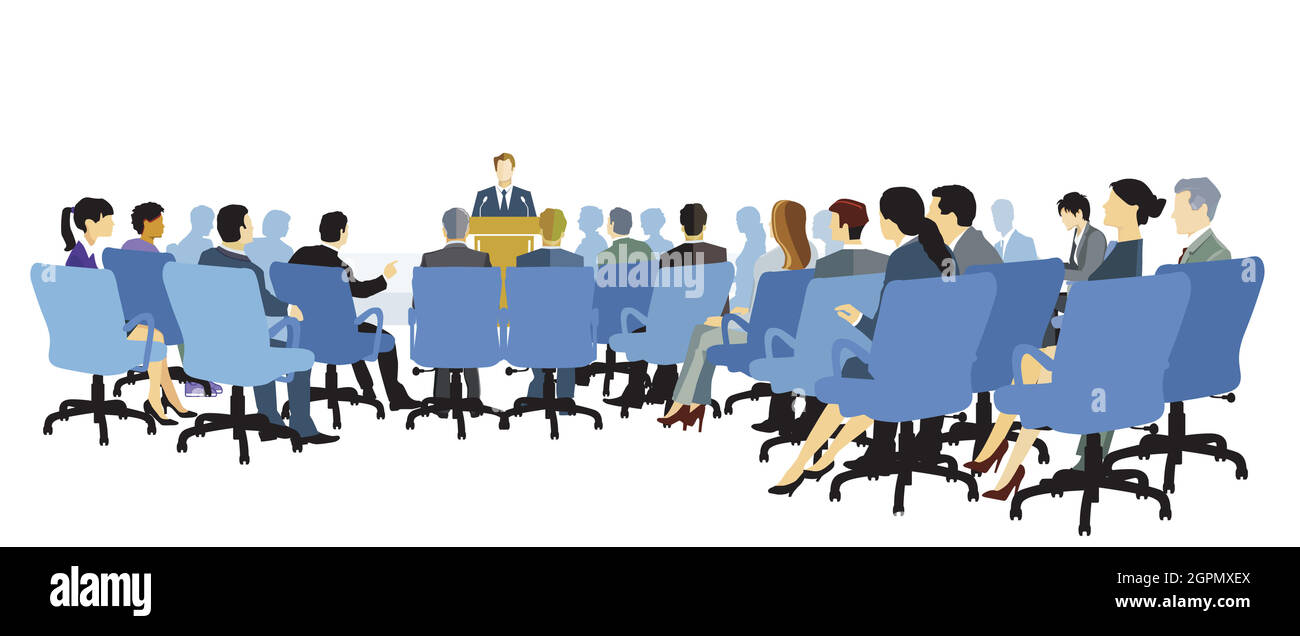 Kurs und Sitzung, Beratung und Diskussion Stock Vektor