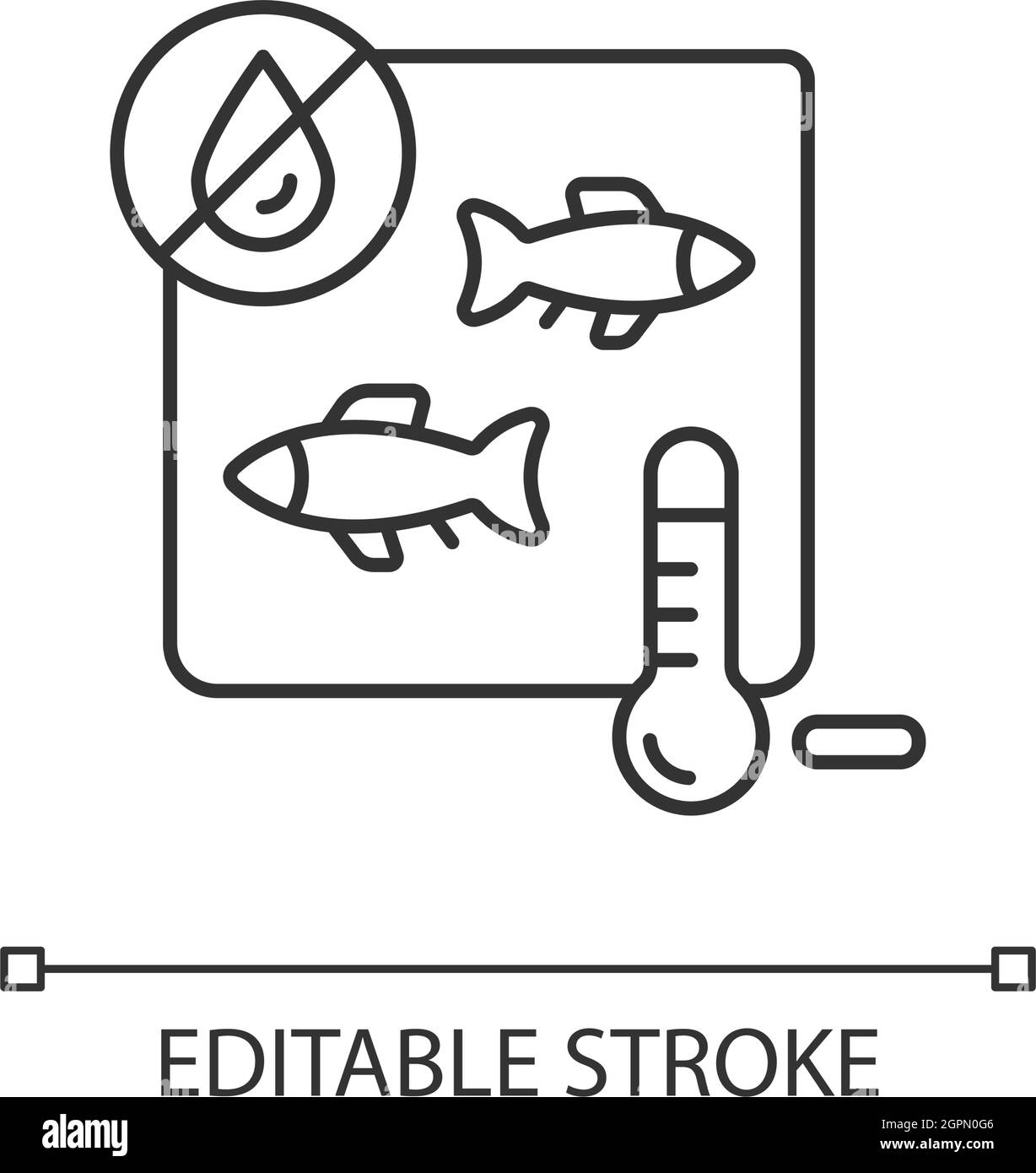 Lineares Symbol für gefriertrocknenden Fisch Stock Vektor