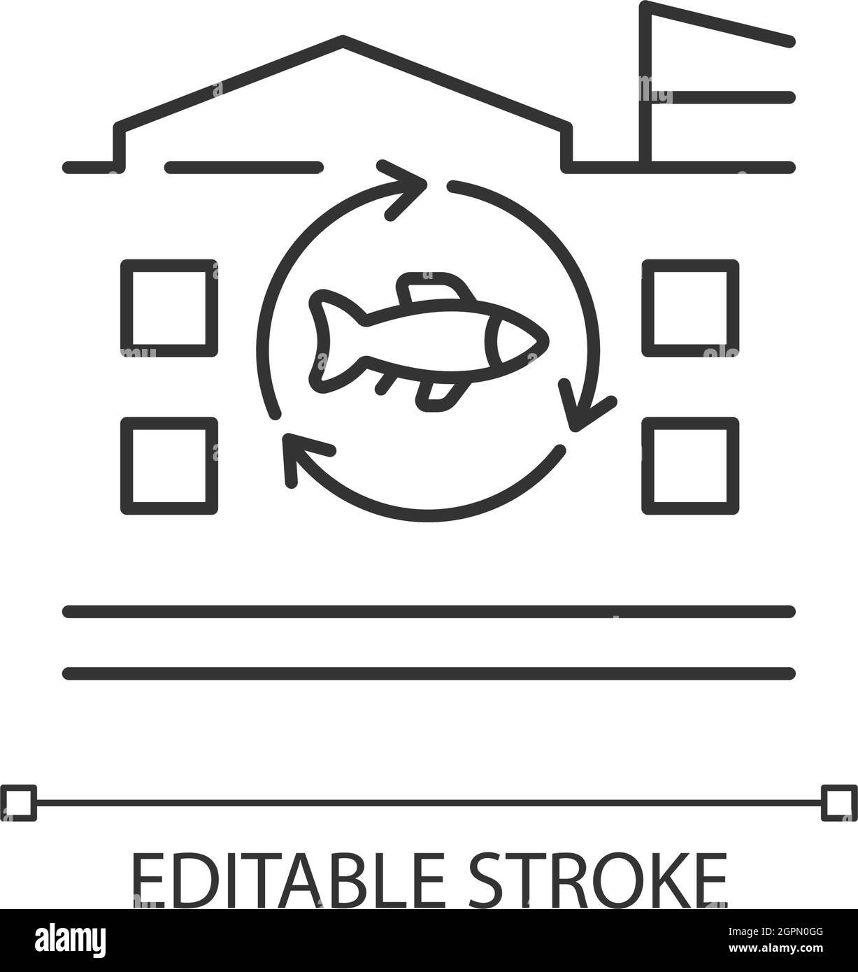 Lineares Symbol für die Fischverarbeitungsanlage Stock Vektor