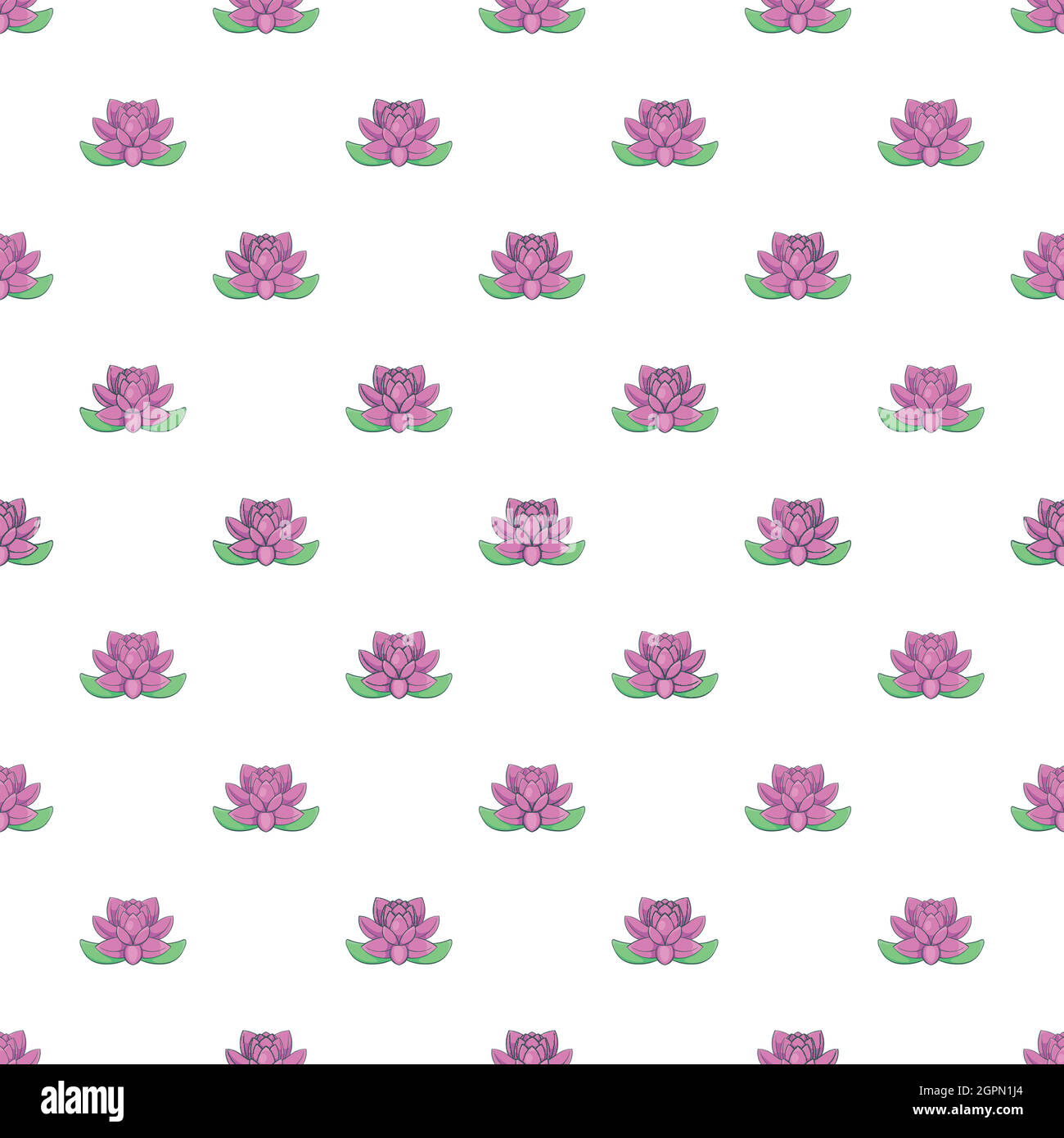 Lotus-Blumenmuster, Cartoon-Stil Stock Vektor