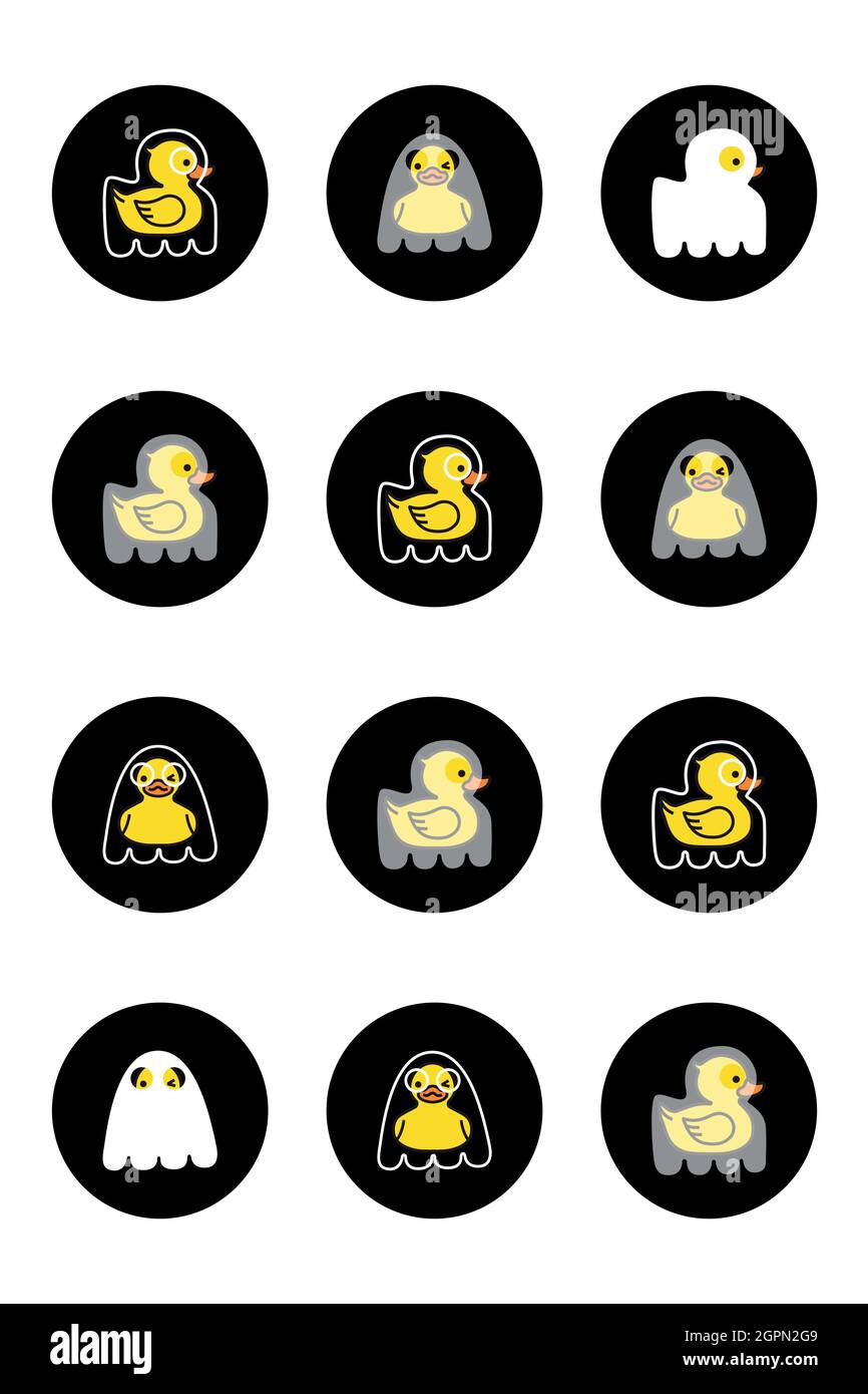 Halloween Muster Gelbe Enten Geister nette Cartoon Stock Vektor