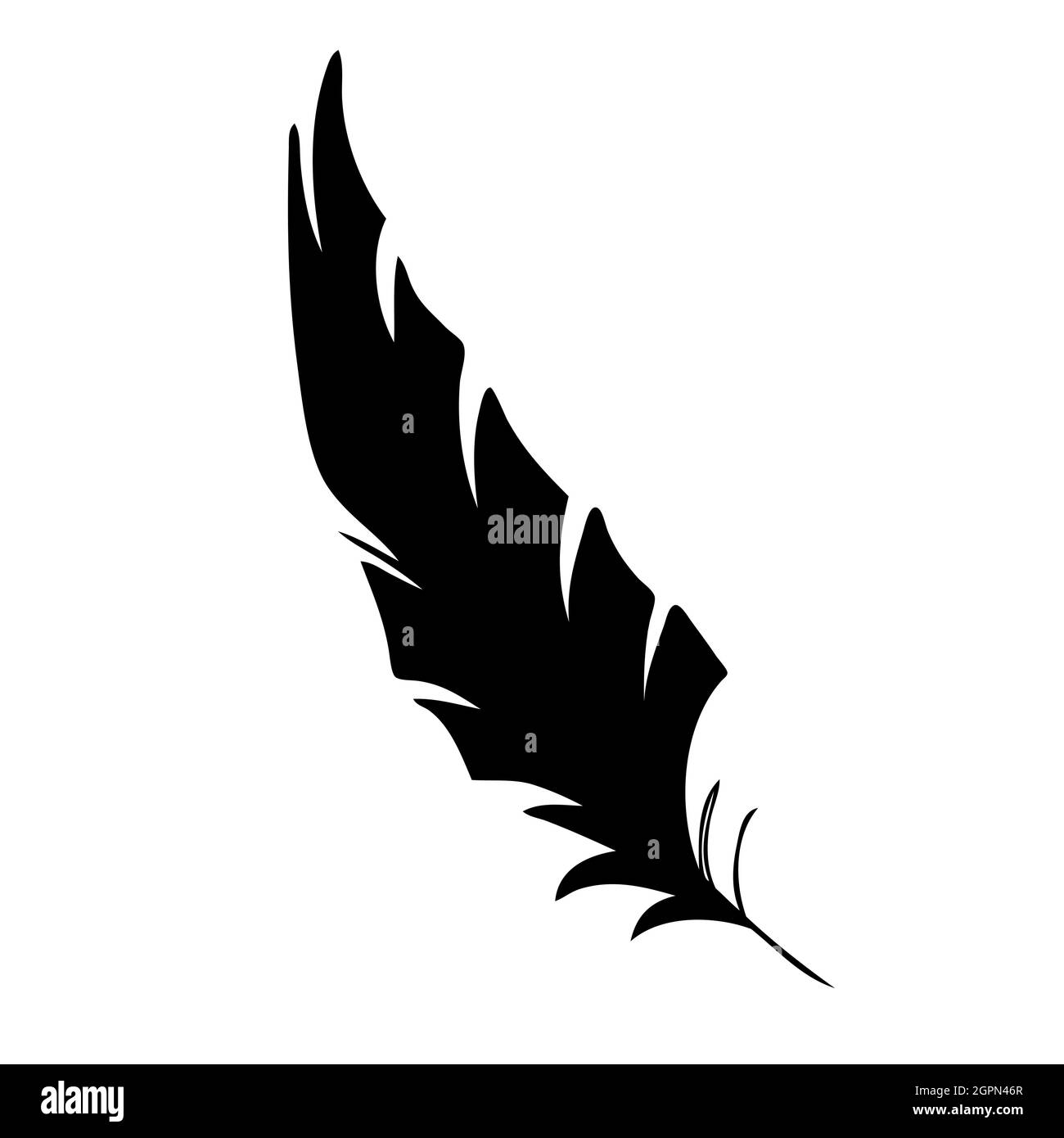 Feder der Vögel. Schwarze Feder Silhouette für Logo Vektor-Set Stock Vektor