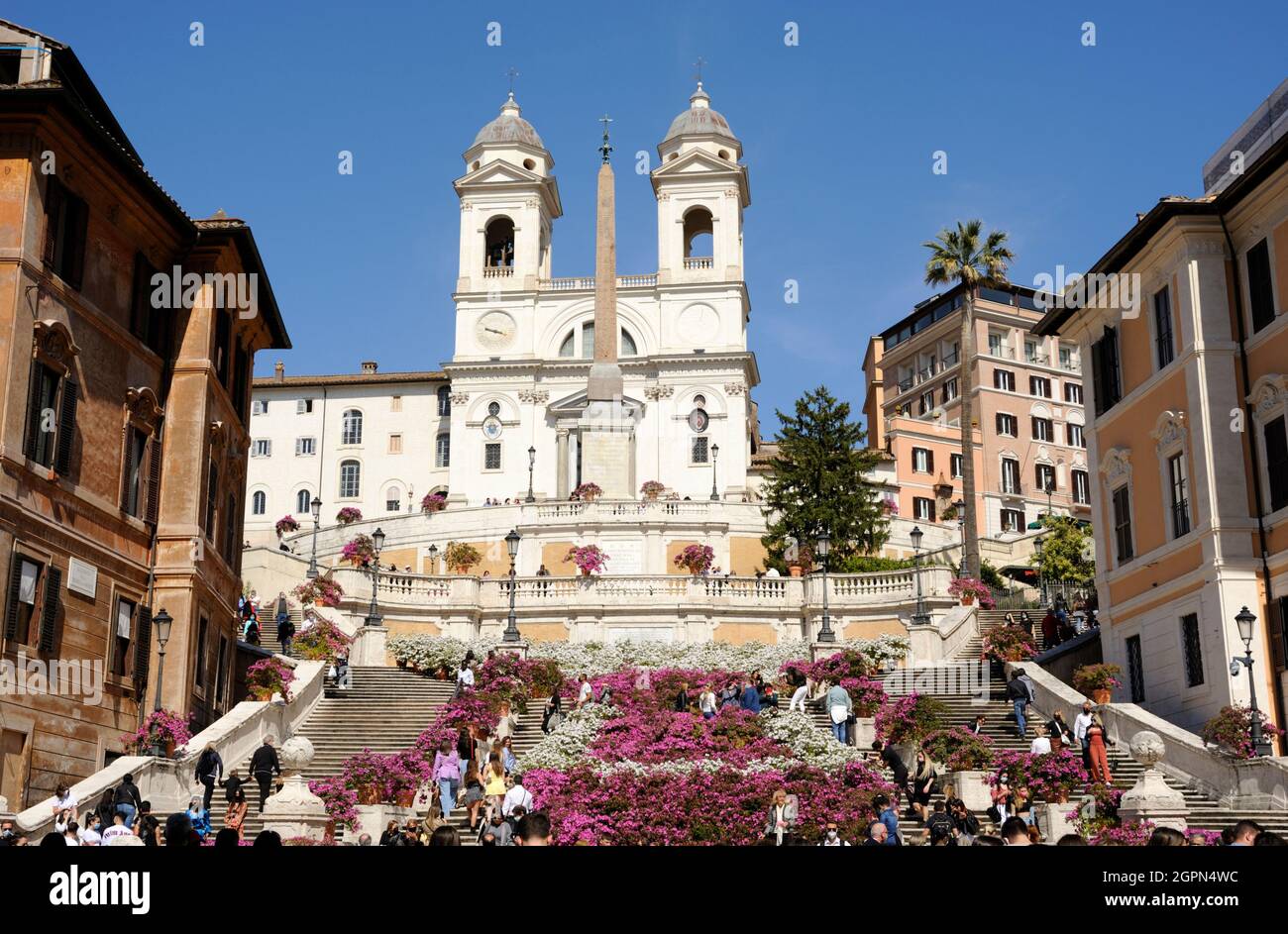 Italien, Rom, Piazza di Spagna mit Blumen im Frühjahr Stockfoto