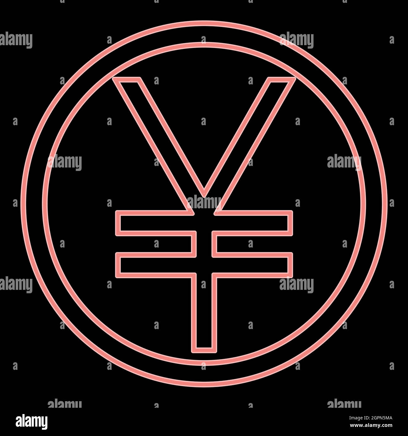 Neon Yuan im Kreis die rote Farbe Vektor Illustration flachen Stil Bild Stock Vektor