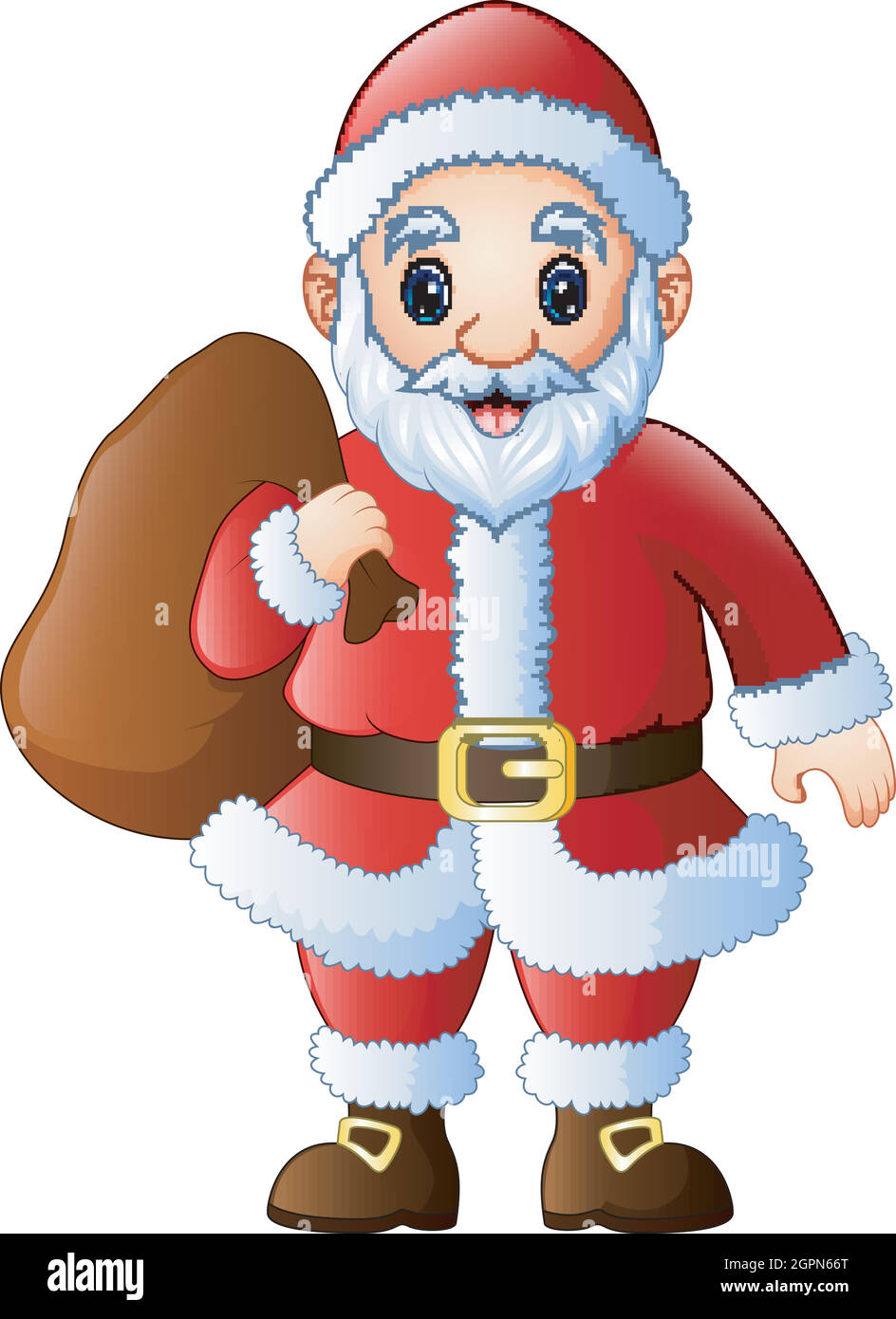 Cartoon weihnachtsmann trägt Sack von Geschenken Stock Vektor