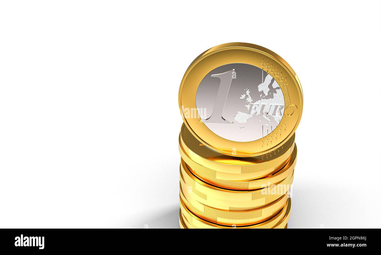Eine Euro-Münze auf weißem Hintergrund. 3d-Rendering Stockfoto