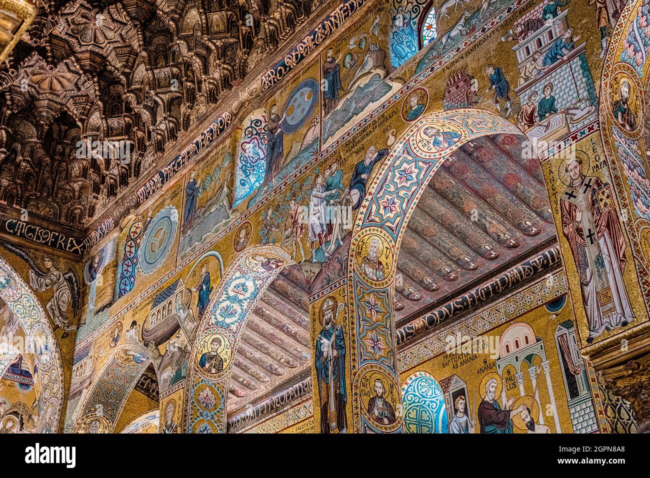 Innenraum der Palatin-Kapelle in Palermo. Sizilien. Stockfoto