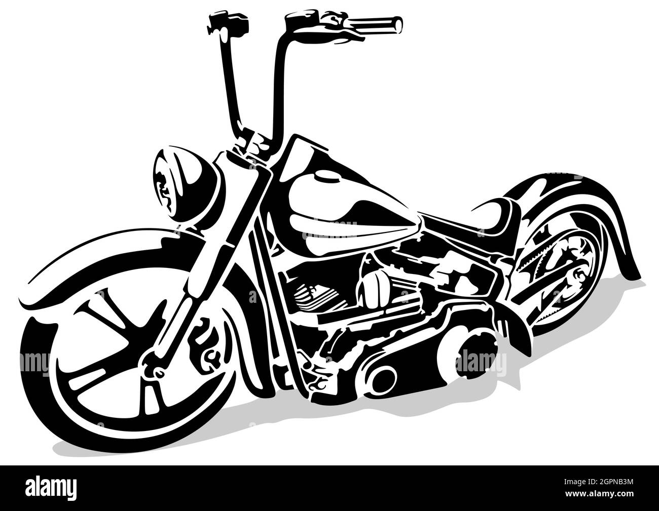 Schwarz und Weiß Motorrad Zeichnung Stock Vektor