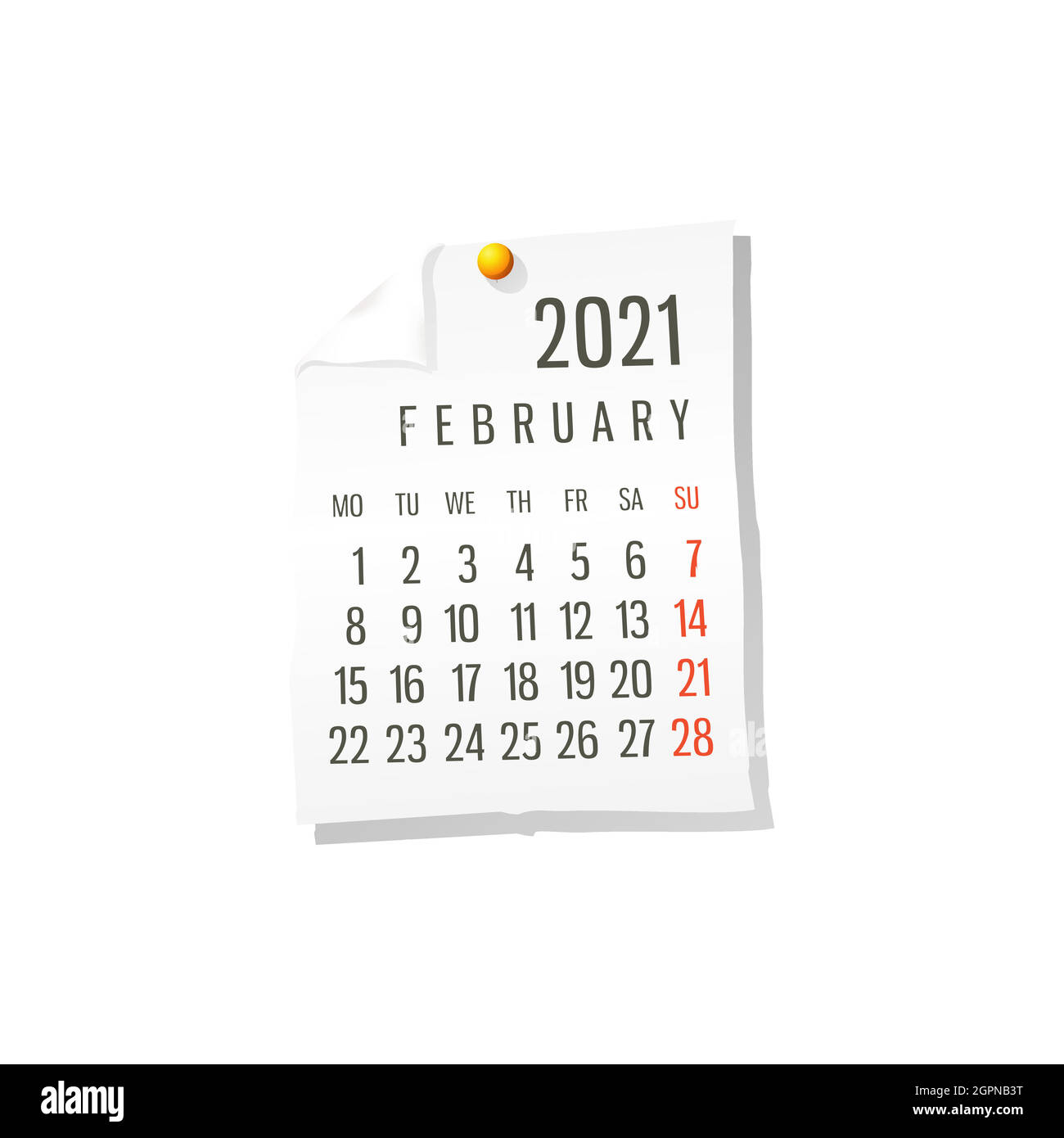 Vektorkalender vom 2021. Februar Stock Vektor